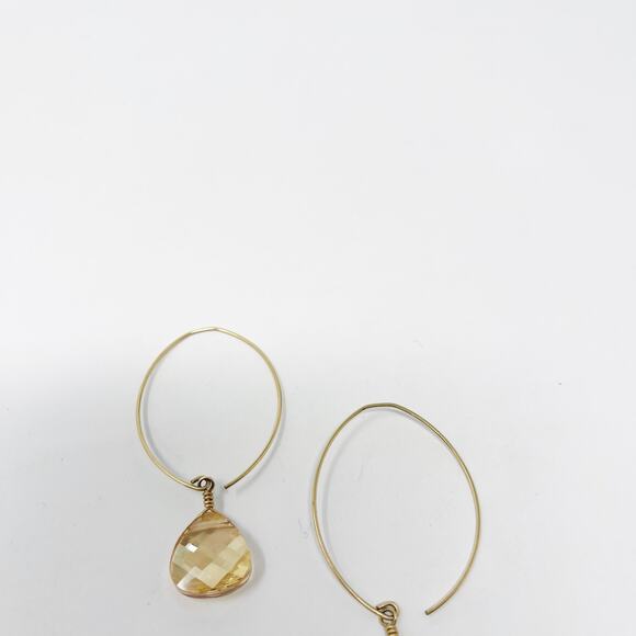 Strathmore Classic GF Champagne Earrings 14K Gold Teardrop Crystal Swarovski - Picture 3 of 4